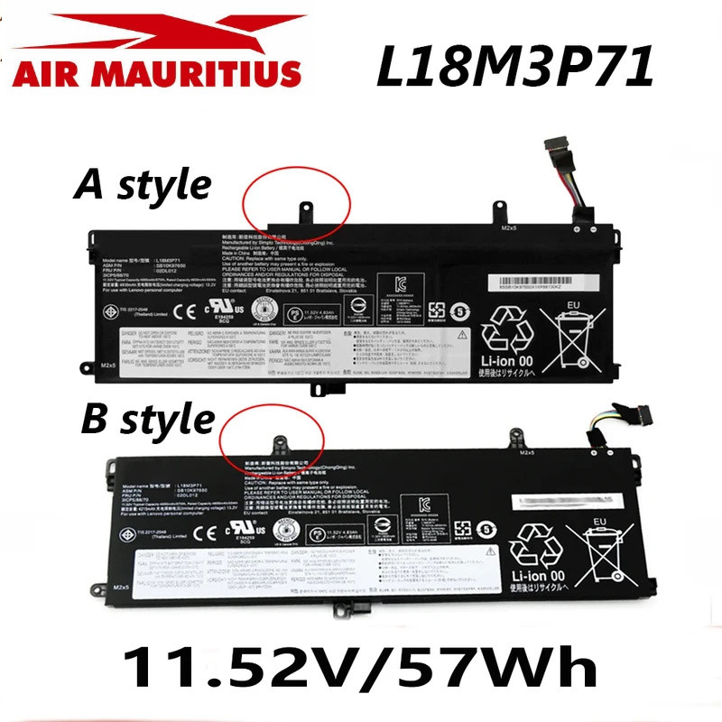 L18M3P71 L18L3P71 L18S3P71 แบตเตอรี่แล็ปท็อป 11.52v 57Wh สำหรับ Lenovo ThinkPad T590 T590-20N4004GMZ