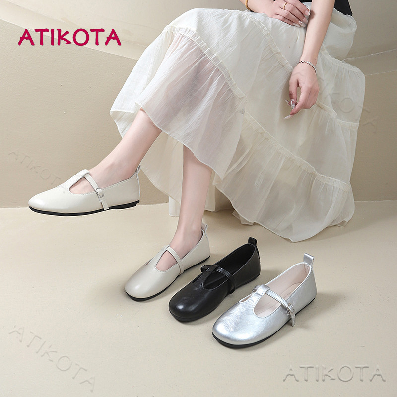 Atikota รองเท้าแบนแฟชั่นสำหรับผู้หญิง อเนกประสงค์ ทนทาน สบาย และมีน้ำหนักเบา สไตล์ Minimalist Casual Flats