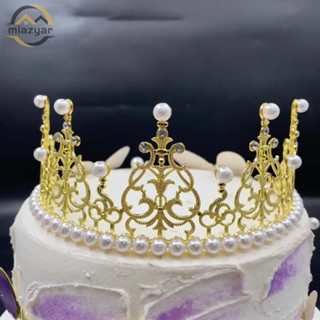 😍COD😍พลาสติก พลอยเทียม ไข่มุกมงกุฎเค้กวันเกิดอุปกรณ์ตกแต่งงา…