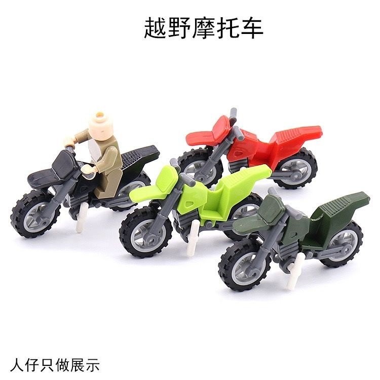 โมเดลทหารมอเตอร์ไซค์ออฟโรดบนภูเขา โมเดลรถมอเตอร์ไซค์สองล้อ ของเล่นบล็อกอนุภาคาดเล็ก M4FQ