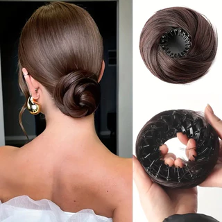 4 นิ้ว Magic ผมสังเคราะห์ Bun วงกลมคลิปยืดหยุ่น Donut Updo วิกผม Birds Nest รูป Retractable Hairpieces