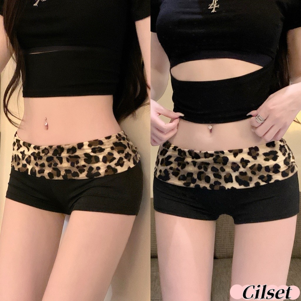 Cilset🛒พร้อมส่ง🎀ใหม่ 2025 กางเกงขาสั้น ลายเสือ วายทูเค ทรงรัดรูป /FY2860