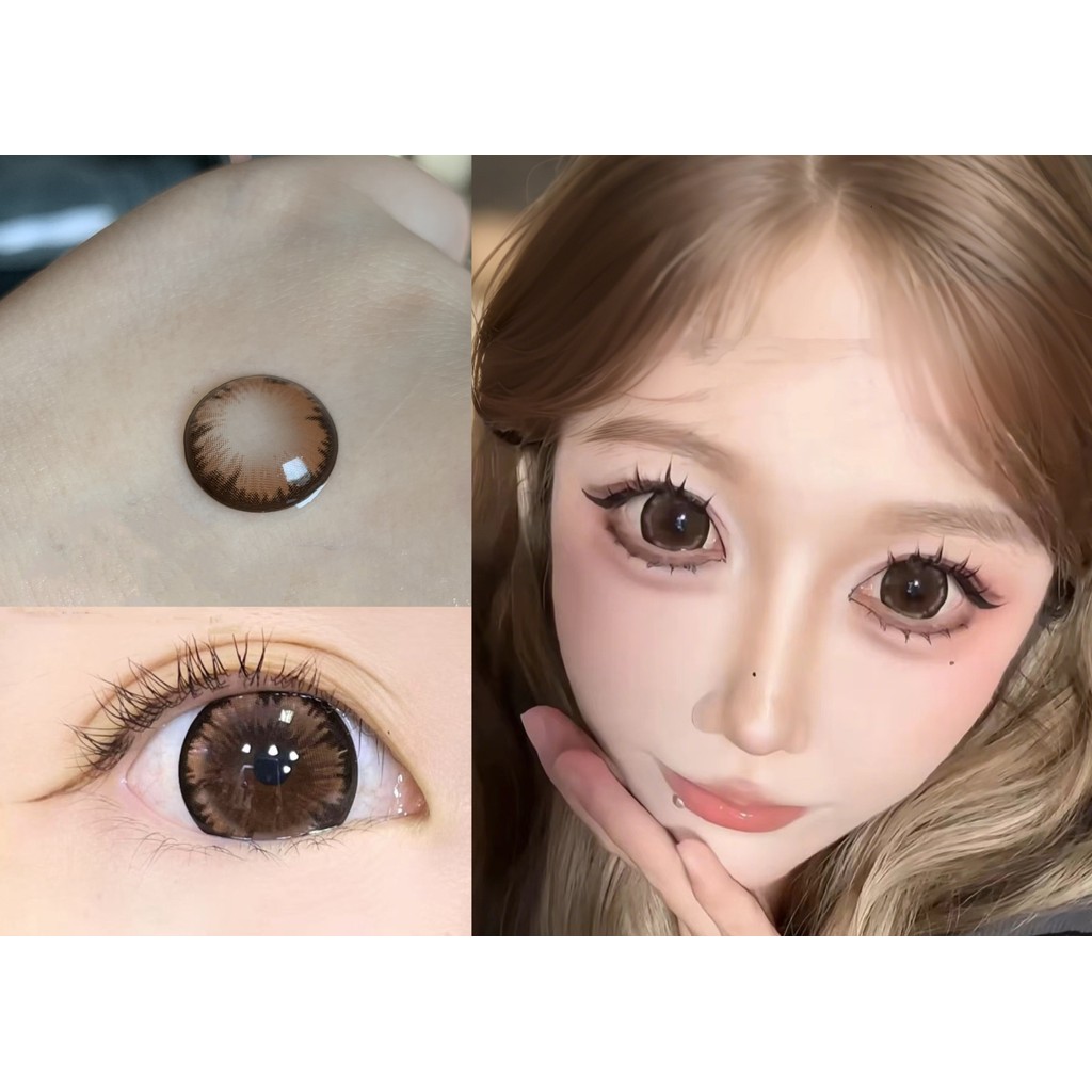 (2025.มิถุนายน.9th)KKMSHU Series,Fllycon Brand ,Big Size ,14.50mm,เกรด(0-8.00), คอนแทคเลนส์การใช้งานรายปี (สีน้ําตาล)