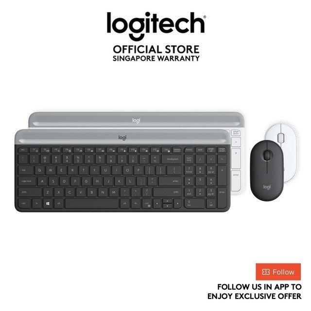 คีย์บอร์ดและเมาส์ Logitech MK470 Slim Minimalist Combo EBL