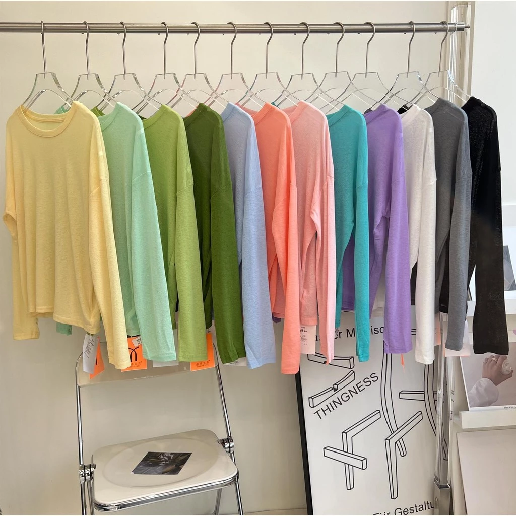 77UNI เสื้อคลุมกันแดด เสื้อยืดแขนยาว กันแดด ซีทรูแขนยาวผู้หญิง TShirt 019 เสื้อซีทรู เสื้อยืดแขนยาว ผ้าบางใส่สบายไม่ร้อน