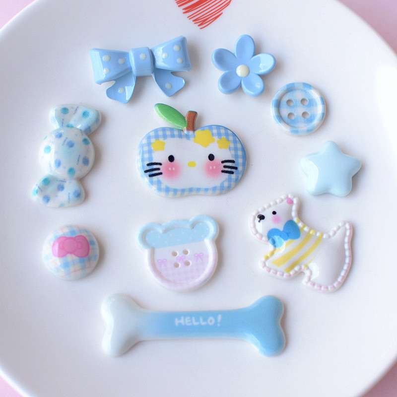 Blue Candy Cat Apple Cartoon Series Set s DIY Viral Charm Button Fashion Shoes Accessories#