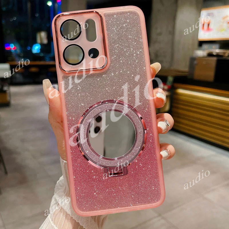 Oppo Reno14 Pro 5G Glitter Bling Mirror Magnetic Bracket เคสโทรศัพท์สําหรับ Oppo Reno 14 Pro 14Pro R