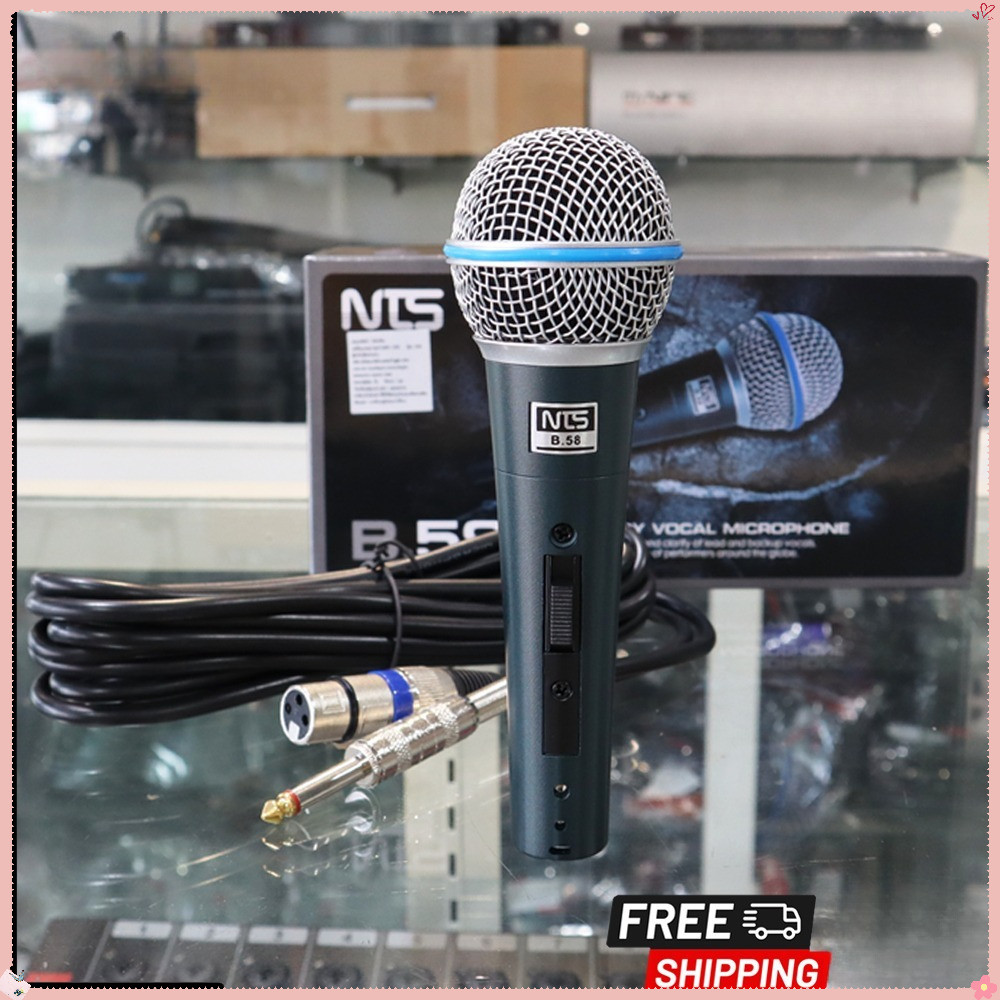 【รุ่น B-58】ไมค์โครโฟน NTS ไดนามิกไมค์สาย 5 เมตร เสียงคมชัด สำหรับร้องเพลง-คาราโอเกะ ส่งฟรี ถูกกว่า เก็บเงินปลายทาง