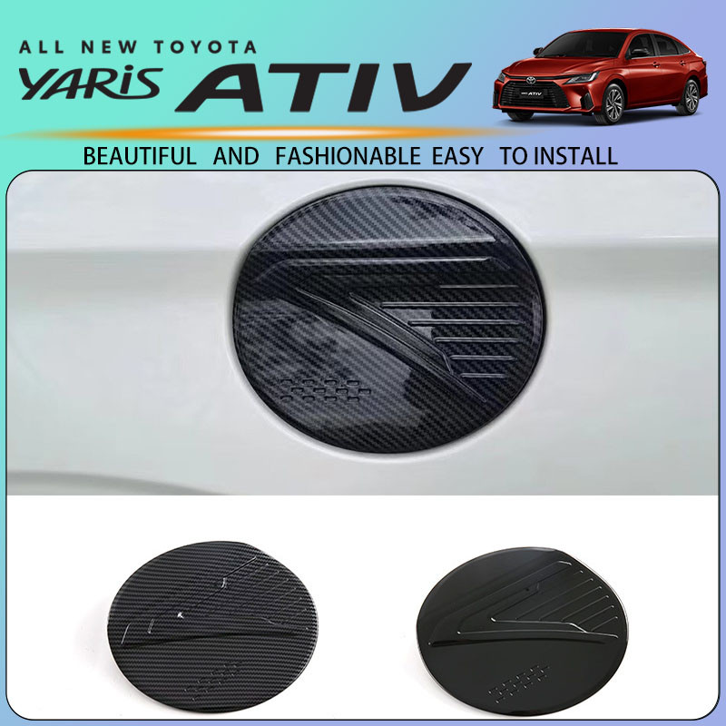 WY  ของแต่งรถ Toyota Yaris Ativ 2023 2024 2025 การตกแต่งแผงฝาถังเชื้อเพลิงคาร์บอนสีดำ