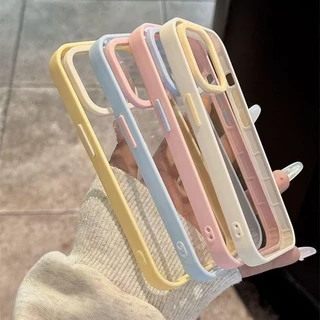 [สีคอนทราสต์/เคสอะคริลิกแข็ง/โปร่งใส] เหมาะสําหรับ ไอโฟน11 12 13 14 15 16 โปรแม็กซ์ เคสป้องกัน