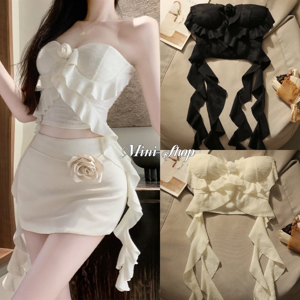 Mini shop พร้อมส่ง (FY3006) เกาะอก เสื้อสไตล์เกาหลี มีฟองน้ำ สีพื้น เซ็กซี่ สไตล์เกาหลี