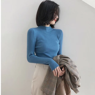 🧶🧵MKL🧵🧶 เสื้อไหมพรม คอเต่า แขนยาว ผ้ายืดตามตัวใส่สบาย สไตล์เกาหลี ✨(มี10สี) #626