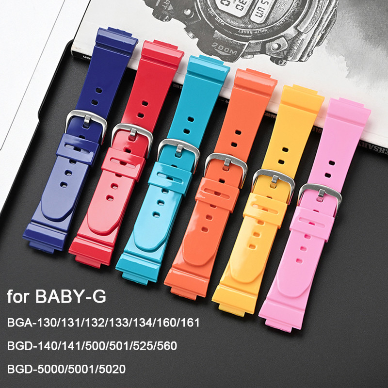 สําหรับ Casio BABY-G BGA-130/131/160/161 BGD-140/141/560 BGD-5000/5020 เปลี่ยนนาฬิกาผู้หญิง TPU เรซิ่นสายรัดข้อมือสร้อยข้อมือ 14 มม.