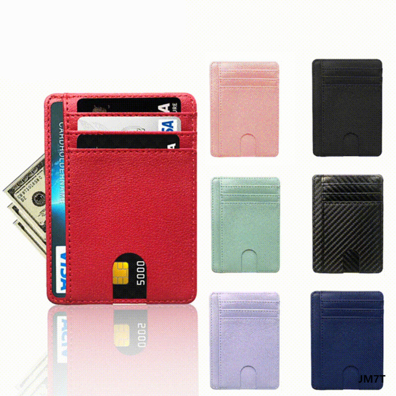 JM7T-8 Slot RFID Blocking Wallet บัตรเครดิต ID Card Holder กระเป๋า Anti Theft สําหรับผู้ชายผู้หญิง