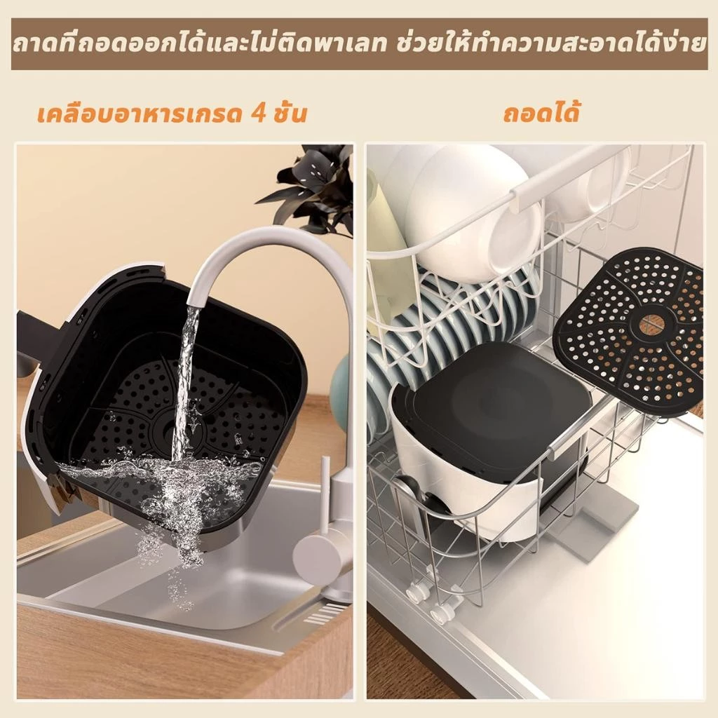 หม้อทอดไร้น้ำมัน ไก่ทั้งตัวสามารถทอดได้ หมุนเวียนลมร้อน 360° ประหยัดพลังงาน หมอทอดไร้น้ํามัน หม้ออบไร้น้ำมัน air fryer thumbnail 7
