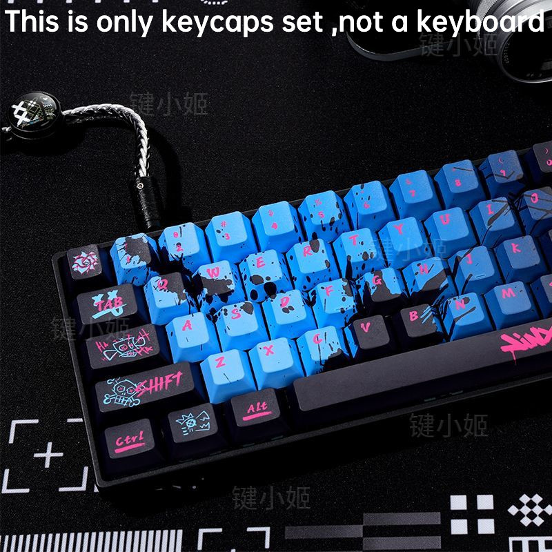 PBT Keycap Cherry Shimmering Jinx E-sports เกมบุคลิกภาพการปรับแต่ง Hot Sublimation คีย์บอร์ด Adapt To 61/64/67/68/71/75/78/82/84/87/96/98/100/104/108