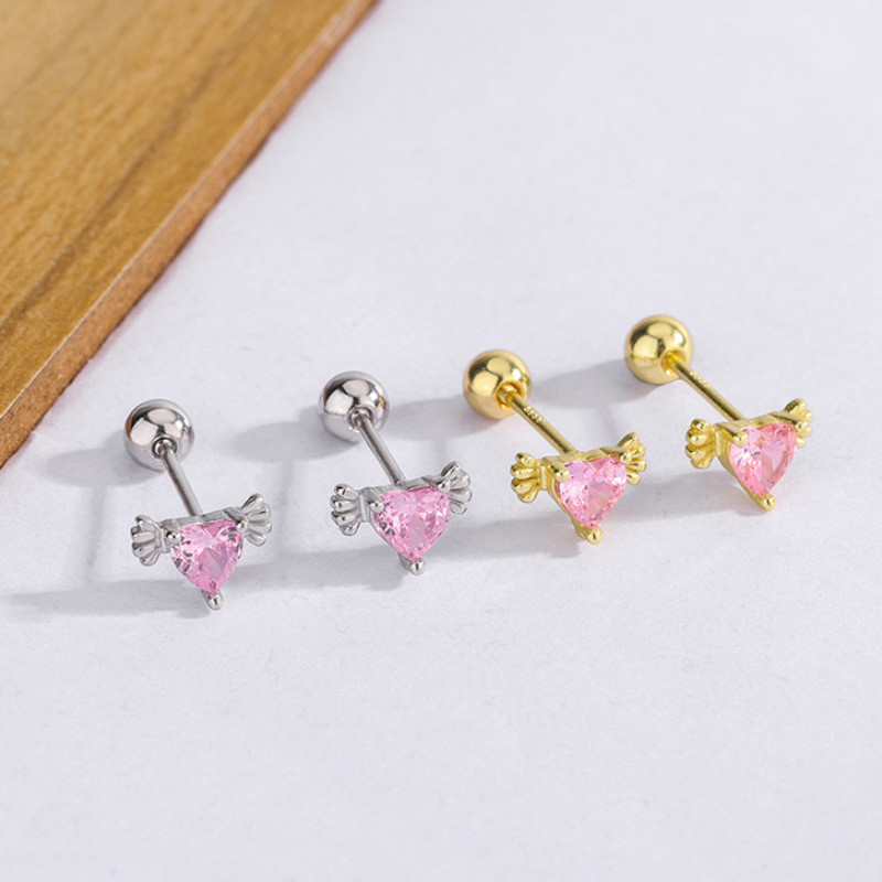 สีทองเพทายหัวใจ Tragus หู Helix ต่างหูสตั๊ดสําหรับผู้หญิง Charm หูกระดูกเจาะเครื่องประดับ