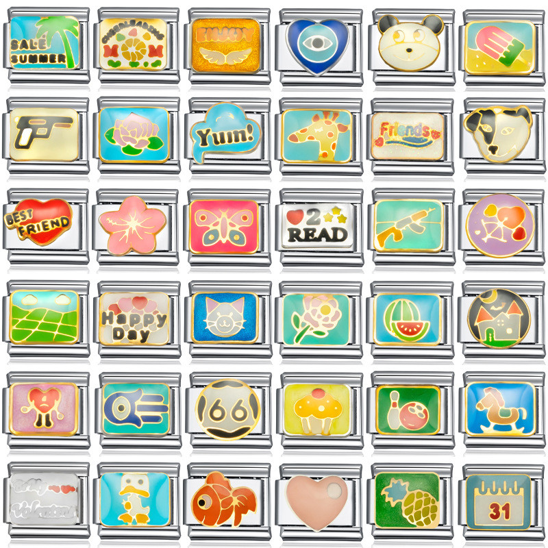 อิตาเลี่ยนสัตว์ Charm DIY เครื่องประดับสัตว์น่ารักและพืชการ์ตูน Casual Handmade สร้อยข้อมืออุปกรณ์เสริมโมดูลสแตนเลส