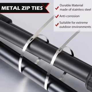 20/60/100 ชิ้น Heavy Duty Self Locking Metal Zip Strap / Stainless Steel Cable Ties / Reusable Fixed Binding Rings
