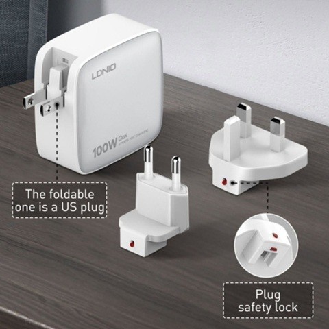 UK 3 PIN EU 2 PIN ปลั๊กสําหรับ LDNIO Q2617 Q408 GaN Charger International Universal Global Worldwide