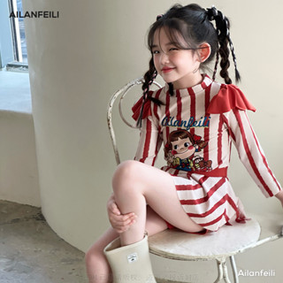 Ailanfeili ชุดว่ายน้ำเด็กผู้หญิงสองชิ้นแยกชิ้นแขนยาวแท็บโดพา…