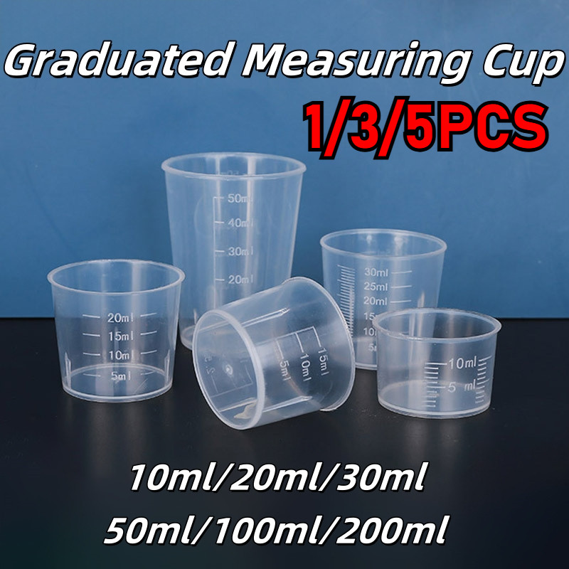 1/3/5PCS Clearสําเร็จการศึกษาถ้วยตวงพลาสติกโปร่งใสถ้วยผสมครัวเบเกอรี่