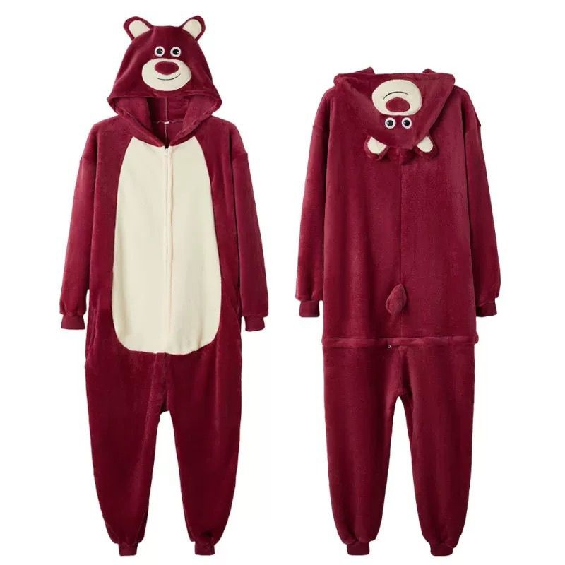 MERAH RED LOTSO COSTUME ONESIE KIGURUMI PAJAMA COSPLAY SLEEPWEAR สําหรับเด็กและผู้ใหญ่ sh gg