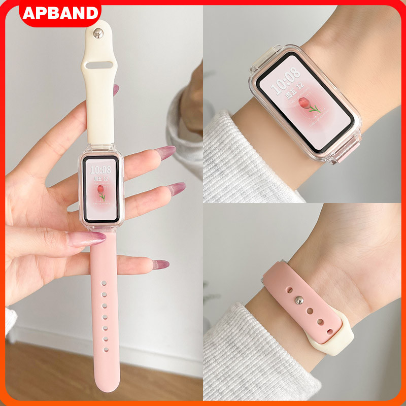 กรณี PC สายยาง for Smartwatch Huawei Band 10 9 8 /NFC แถบป้องกันหน้าจอแข็งแบบโปร่งใส