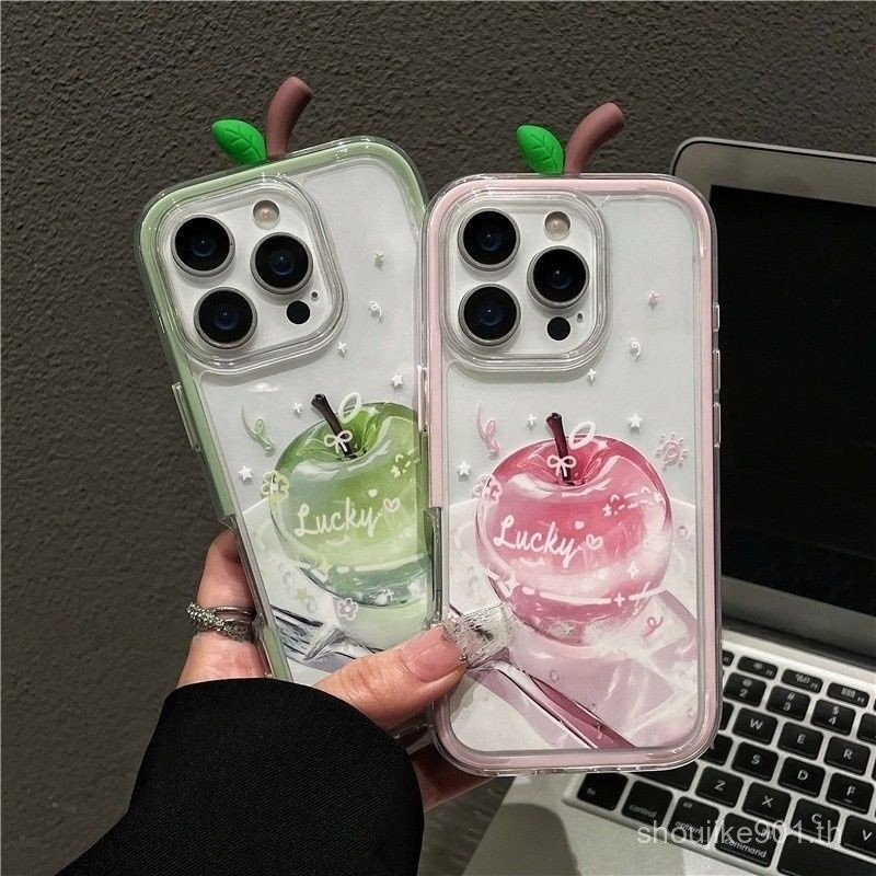 คริสตัลแอปเปิ้ล เคสไอโฟน 3-in-1 สีสันสดใส สำหรับ iPhone 16 Pro Max/15/14 Pro Max/13 Pro Max/12 Pro M
