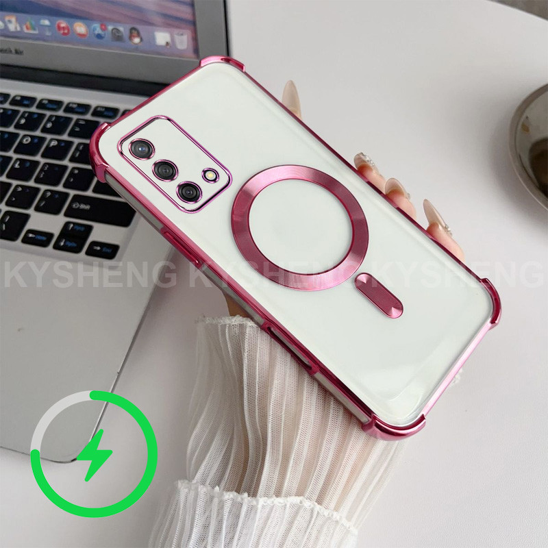 สําหรับ OPPO A74 4G A95 5G เคสโทรศัพท์ TPU ชาร์จแม่เหล็กสี่มุม anti drop โปร่งใส soft shell WBQ - รูปที่ 4