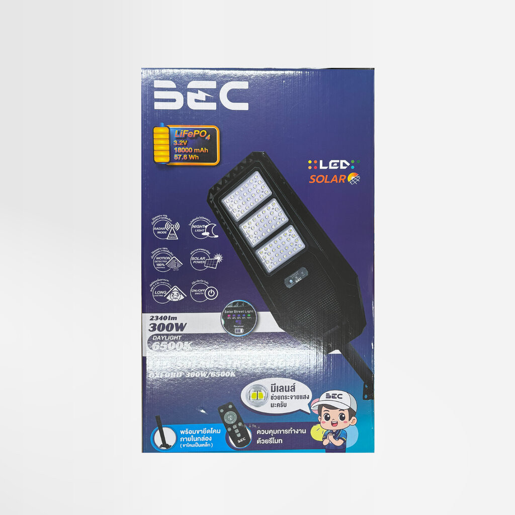 BEC โคมถนน LED Solar OXFORD 300W 6500K (มีเลนส์)