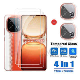 4 in 1 ป้องกันหน้าจอสําหรับ iQOO Neo 10 5G Neo10 2025 Clear View กระจกนิรภัยกล้องเลนส์ HD ฟิล์มป้องกันกระจก 9H ความแข็งโปร่งใสทั้งหมด