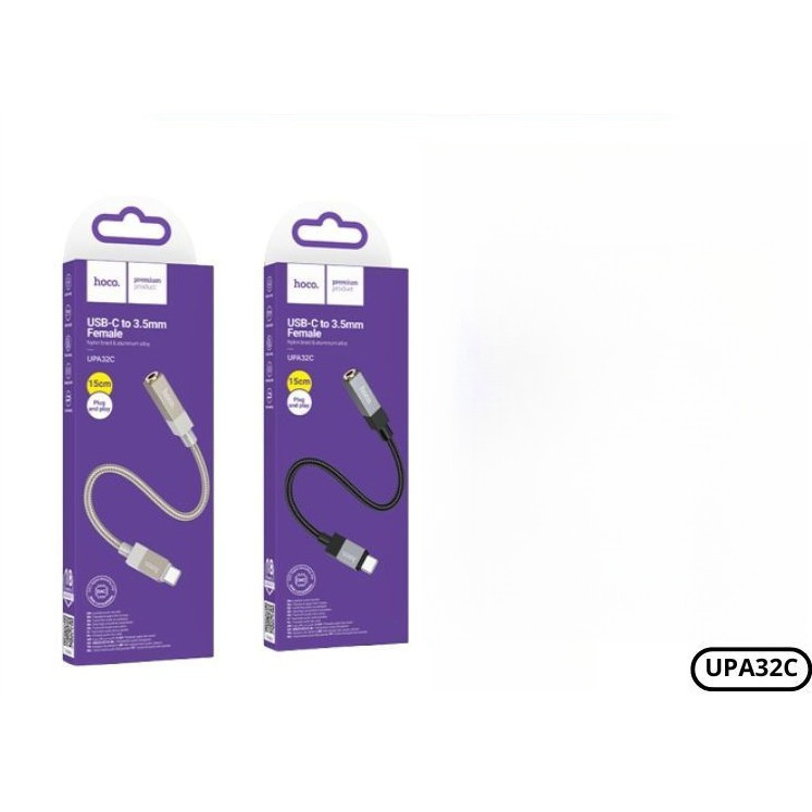 สายแปลงเสียง สายถักคุณภาพดี แข็งแรง Type-C to 3.5mm. ขนาดเล็ก พกพาสะดวก HOCO UPA32C
