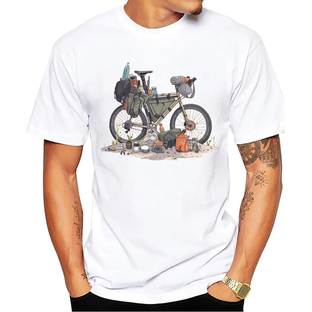 ทีฮับ วินเทจจักรยาน ท็อปส์ขี่กรวดพิมพ์เสื้อยืดจักรยานเสือภูเขาสำหรับผู้ชาย ทีเสื้อเก่าจักรยานชายสบายๆ - รูปที่ 6