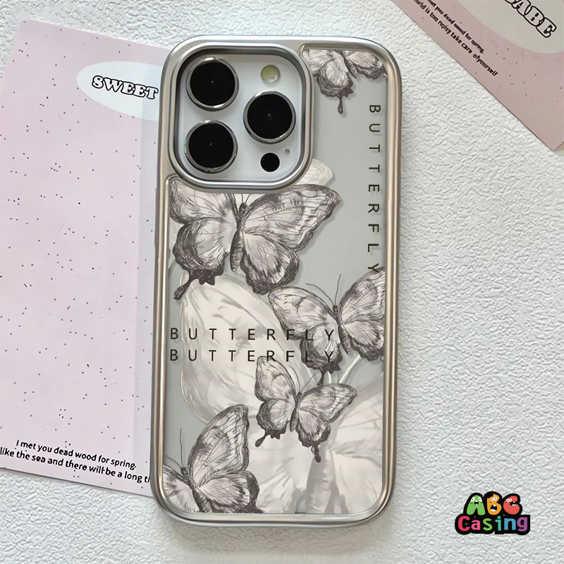 สำหรับ IPhone 16 11 12 15 14 13 Pro Max 7Plus X XR XS Max 16 15 14 Plus 8Plus เคสโทรศัพท์คู่รักลายผีเสื้อดอกไม้แสนฝัน - รูปที่ 6