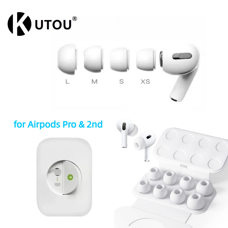 4 คู่เปลี่ยนเคล็ดลับหูสําหรับ Airpods Pro/Airpods Pro 2 Pad ที่อุดหูหูหมวกลดเสียงรบกวนพร้อมการจัดเก็บแบบพกพา