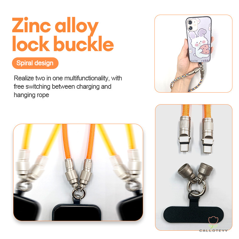 65Wสายข้อมูลอะแดปเตอร์สำหรับการเดินทาง สายเคเบิลข้อมูลโทรศัพท์แบบถักพร้อมสายคล้อง สายชาร์จ 2-in-1 สายเคเบิลข้อมูลชาร์จเร - รูปที่ 3