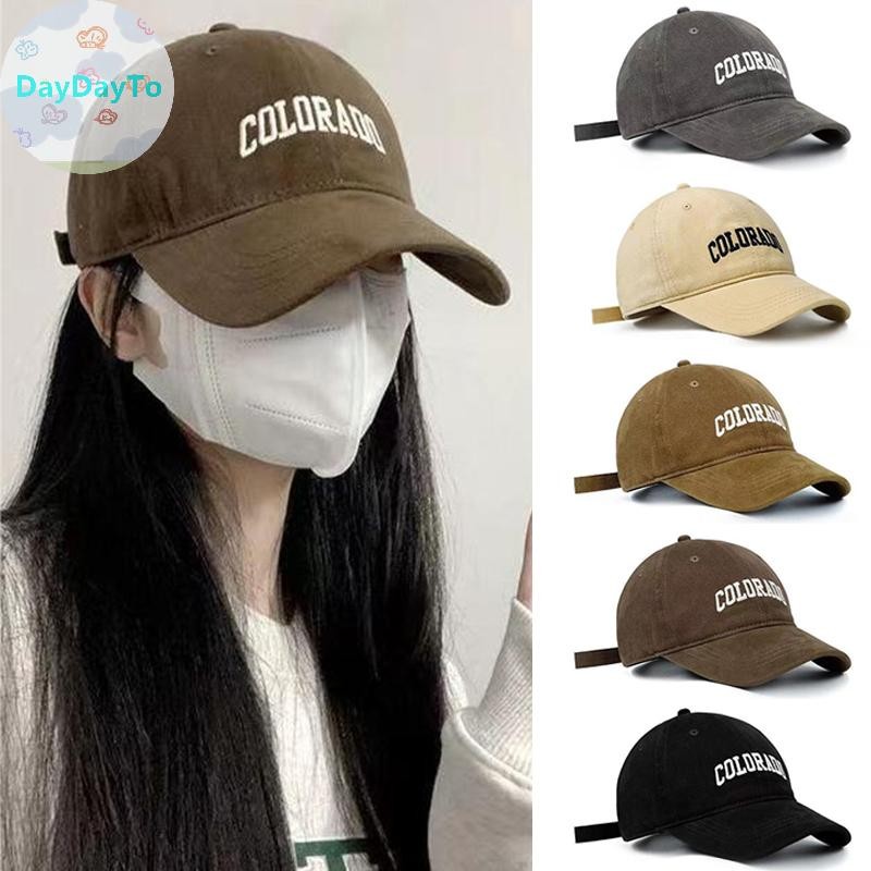 DayDayTo ผ้าฝ้ายนุ่มเบสบอลหมวก Solid Letter เย็บปักถักร้อยผู้ชายผู้หญิง Hip Hop ปรับ Snapback Casual กลางแจ้ง Visor หมวก TH