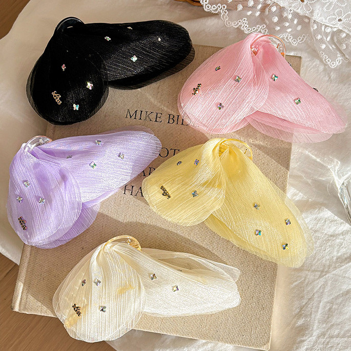 Snow Mist Butterfly Bright Tulle กิ๊บติดผมผีเสื้อผู้หญิงคลิปฉลามเครื่องประดับผม