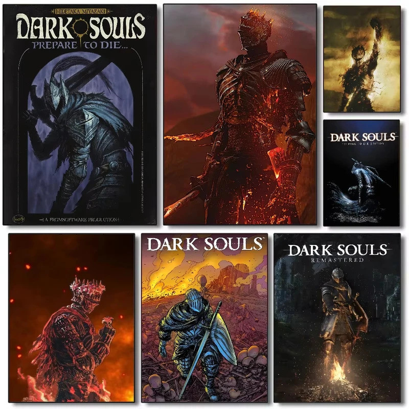 เกมคลาสสิก DARK SOULS 3 โปสเตอร์ HD ภาพวาดผ้าใบห้องนั่งเล่นในบ้านห้องนอนบาร์ความงามตกแต่ง VT6P