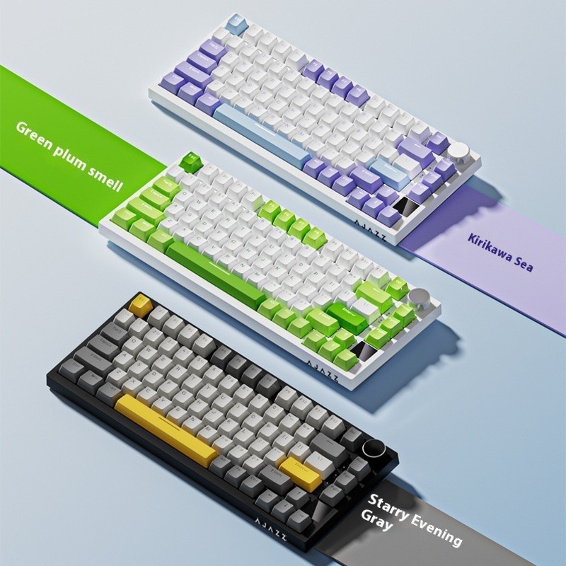 Ajazz AK820 /AK820PRO คีย์บอร์ดเกม 82 คีย์บลูทูธ 2.4GHz คีย์บอร์ดเกมเมอร์ไร้สายปะเก็นที่กําหนดเองสํา