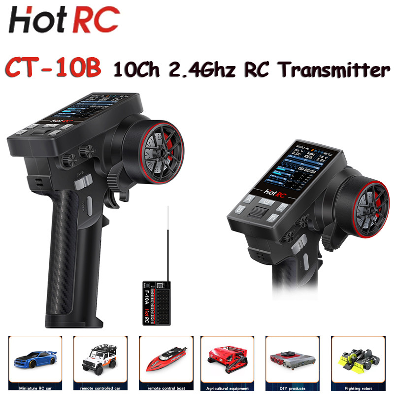 HotRC CT-10B 10Ch 2.4Ghz RC เครื่องส่งสัญญาณ CT10B w/ F-10A สําหรับปีนเขา Drift รถ RC รถบรรทุกเรือถั