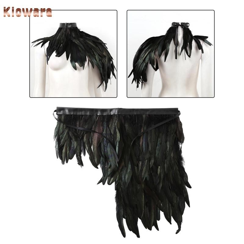 [Kloware] Feather Cape Chic Stole Poncho Shawl สําหรับค็ocktel.party.cosplay