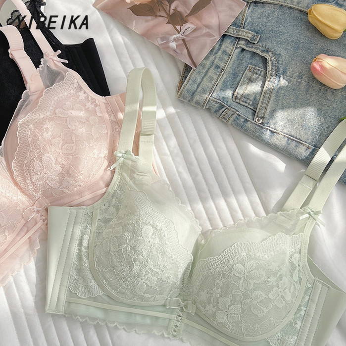 Small Push-Up Cup Lace ชุดชั้นในผู้หญิงหน้าอกเล็ก Push-Up Push-Up หน้าอก Anti-Ex