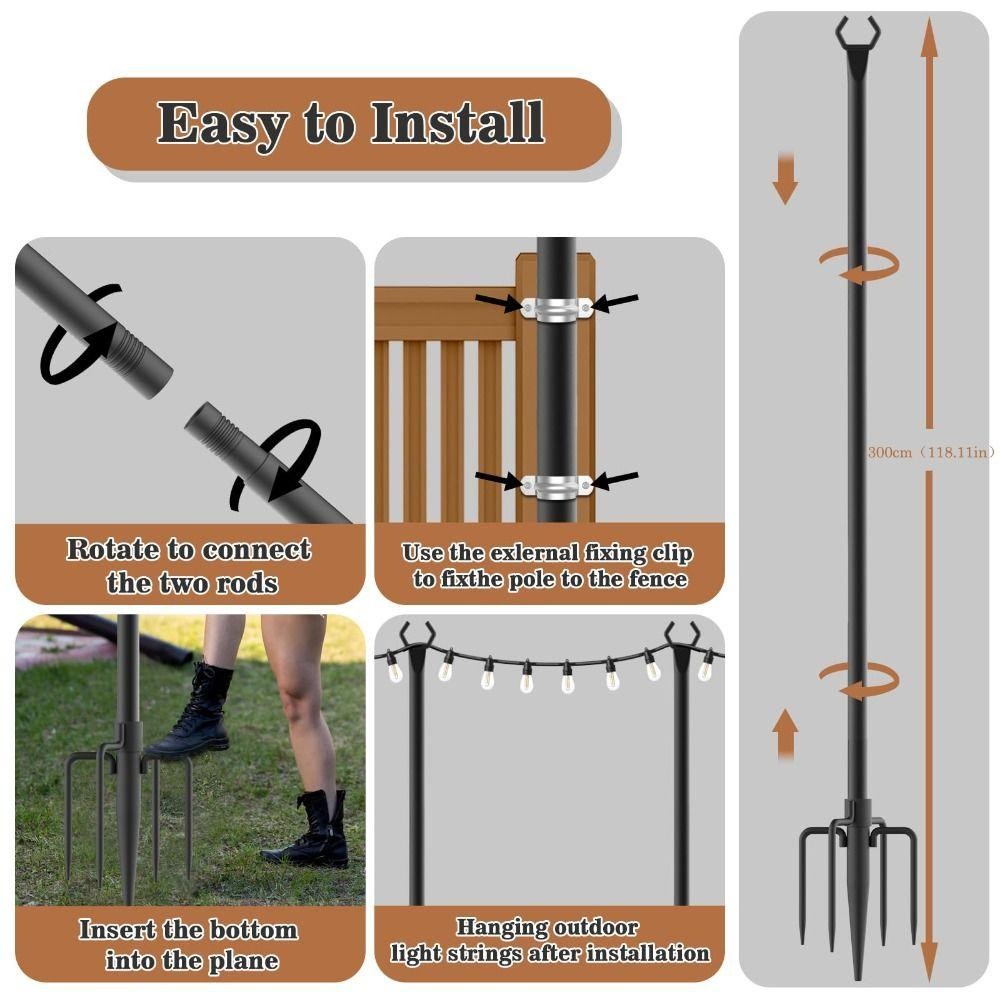 WMES1 2 ชิ้น String Light Poles, Heavy Duty ปรับความสูงเสาไฟขาตั้ง,ขาตั้งโลหะรั้วก่อสร้างวงเล็บทนทานกลางแจ้ง String ไฟ Deck LIGHT ราคา ถูกที่สุด ดีลบีเคเค แกลเลอรีภาพที่ 2