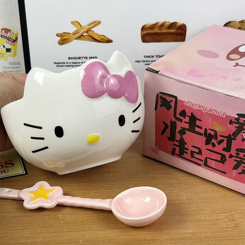 ในสต็อก ชาม ชามเด็ก ชาม Hello Kitty น่ารัก น่าเอ็นดู ชามข้าวรูปหัวใจสำหรับผู้หญิง ชามเซรามิกสวยงาม ของขวัญสำหรับนักเรียน ชามอาหารในหอพัก
