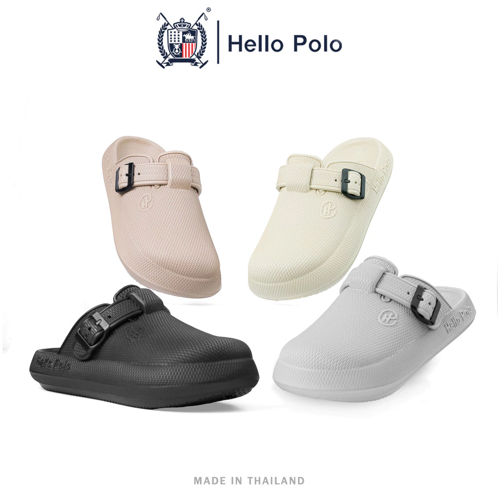 Hello Polo รุ่น HP8047 รองเท้านุ่ม แฟชั่นแบบสวม รองเท้าแตะ ส้นแบน EVA รองเท้าแตะผู้หญิงและผู้ชาย กันน้ำ กันลื่น