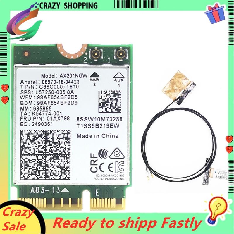 AX201 AX201NGW การ์ด WiFi พร้อมเสาอากาศ 2X M.2 CNVio2 2.4 Ghz/5Ghz
