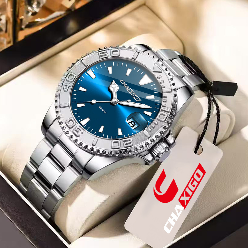 Chaxico นาฬิกาผู้ชาย กันน้ำ 100% ดีไซน์พรีเมียม แบบอนาล็อก เครื่องควอตซ์ เรืองแสง ตัวเรือนสแตนเลส สไตล์ธุรกิจ พร้อมส่ง CA116-1songkran