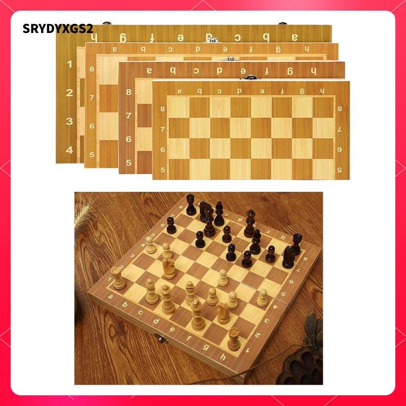 [Srydyxgs2] Chess Wooden Checker Board Wooden Pieces Folding Chess Board Chess